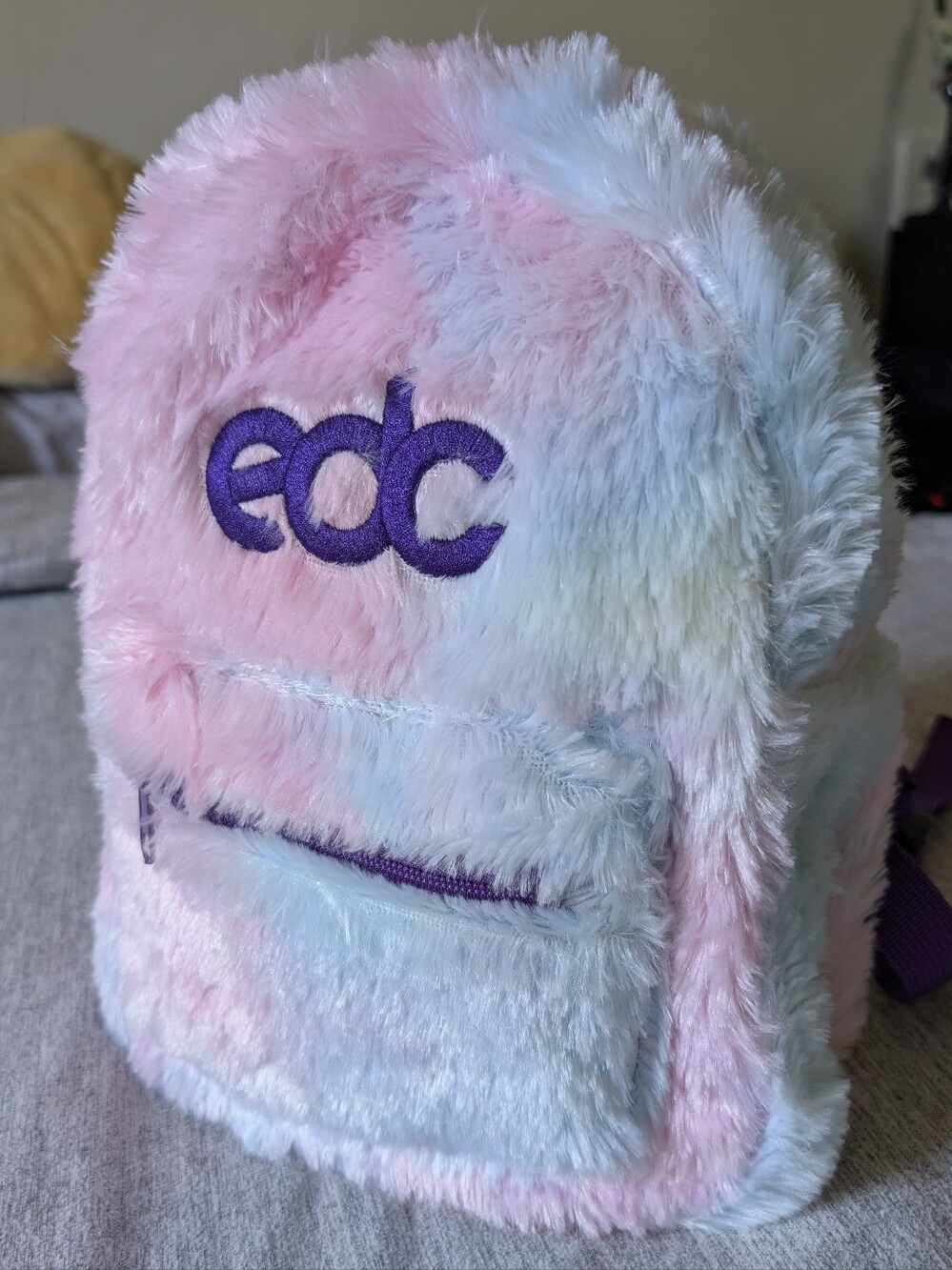 INSOMNIAC EDC Kids Pastel Pink & Blue Faux Fur Mini Backpack